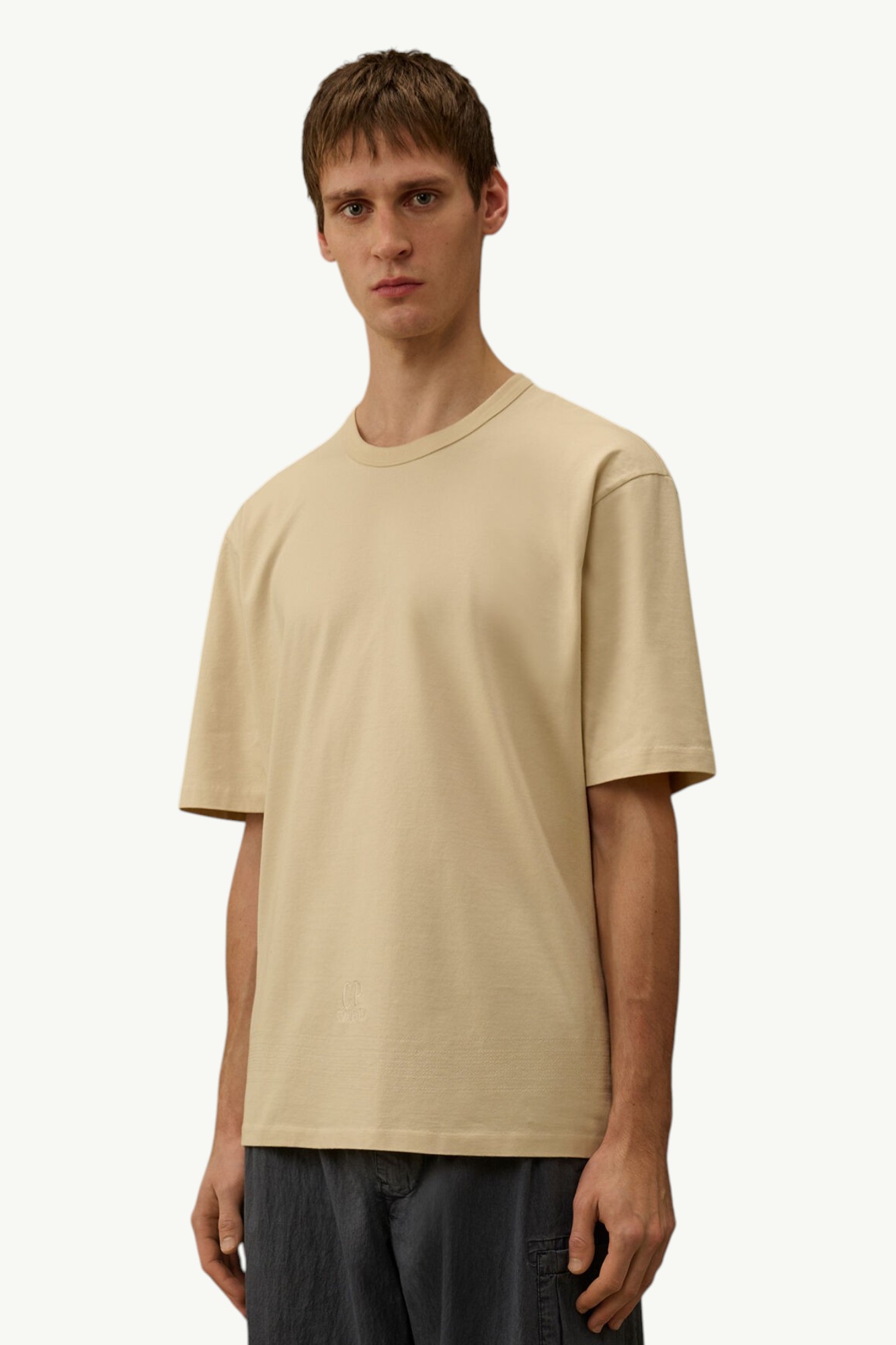 cp-company-mercerized-jersey-30-2-twisted-short-sleeve-embroidery-t-shirt-frozen-dew-white-20cmts122a110580w114-3 C.P. Company Mercerized Jersey 30/2 Twisted Short Sleeve Embroidery T-Shirt Frozen Dew – White 20CMTS122A110580W114
