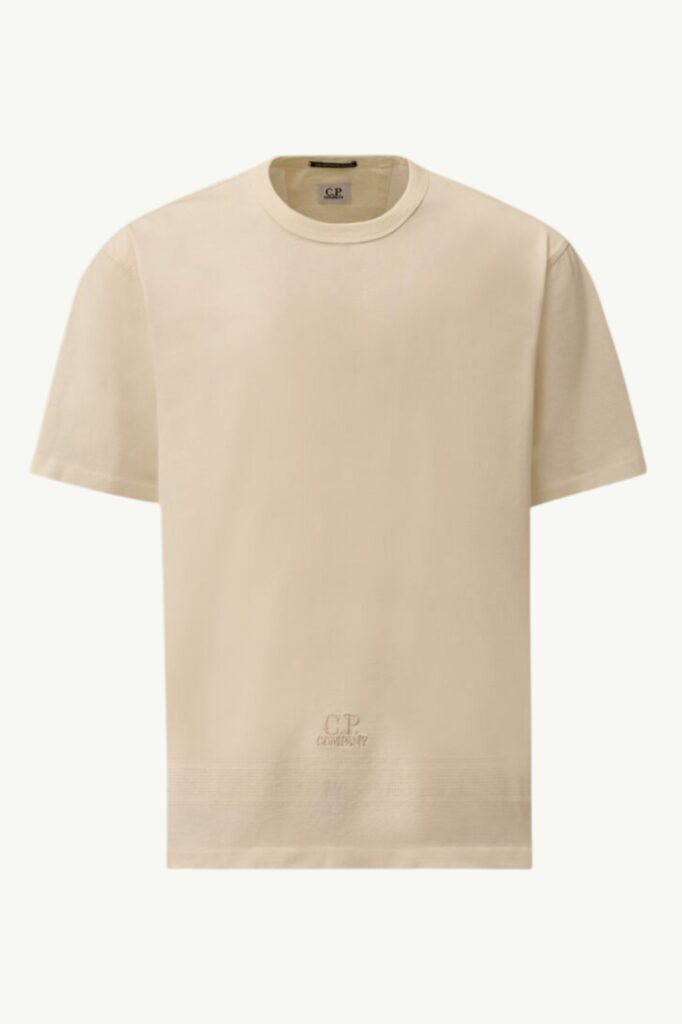 C.P. Company Mercerized Jersey 30/2 Twisted Short Sleeve Embroidery T-Shirt Gauze White - 20CMTS122A-110580W-103