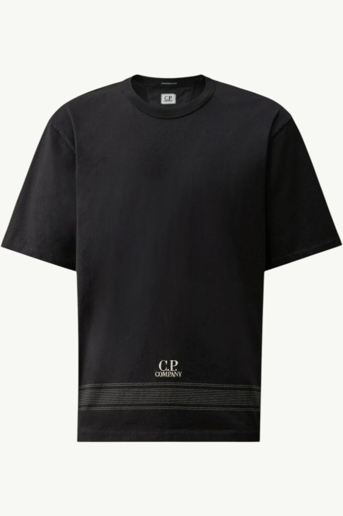 C.P. Company Mercerized Jersey 30/2 Twisted Short Sleeve Embroidery T-Shirt Total Eclipse – Blue - 20CMTS122A-110580W-888