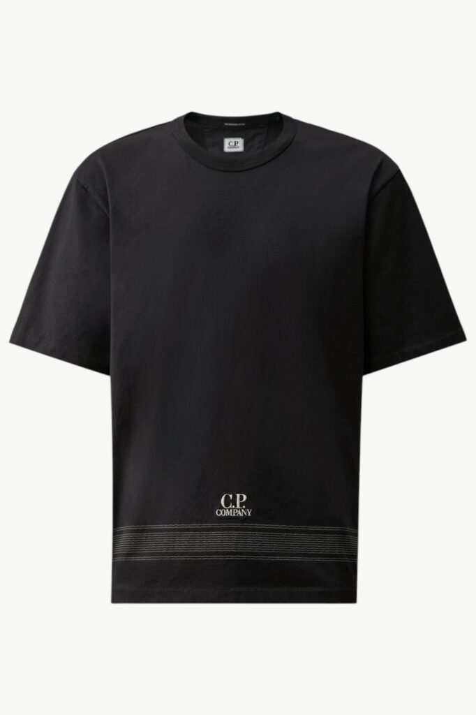 C.P. Company Mercerized Jersey 30/2 Twisted Short Sleeve Embroidery T-Shirt Total Eclipse – Blue - 20CMTS122A-110580W-888
