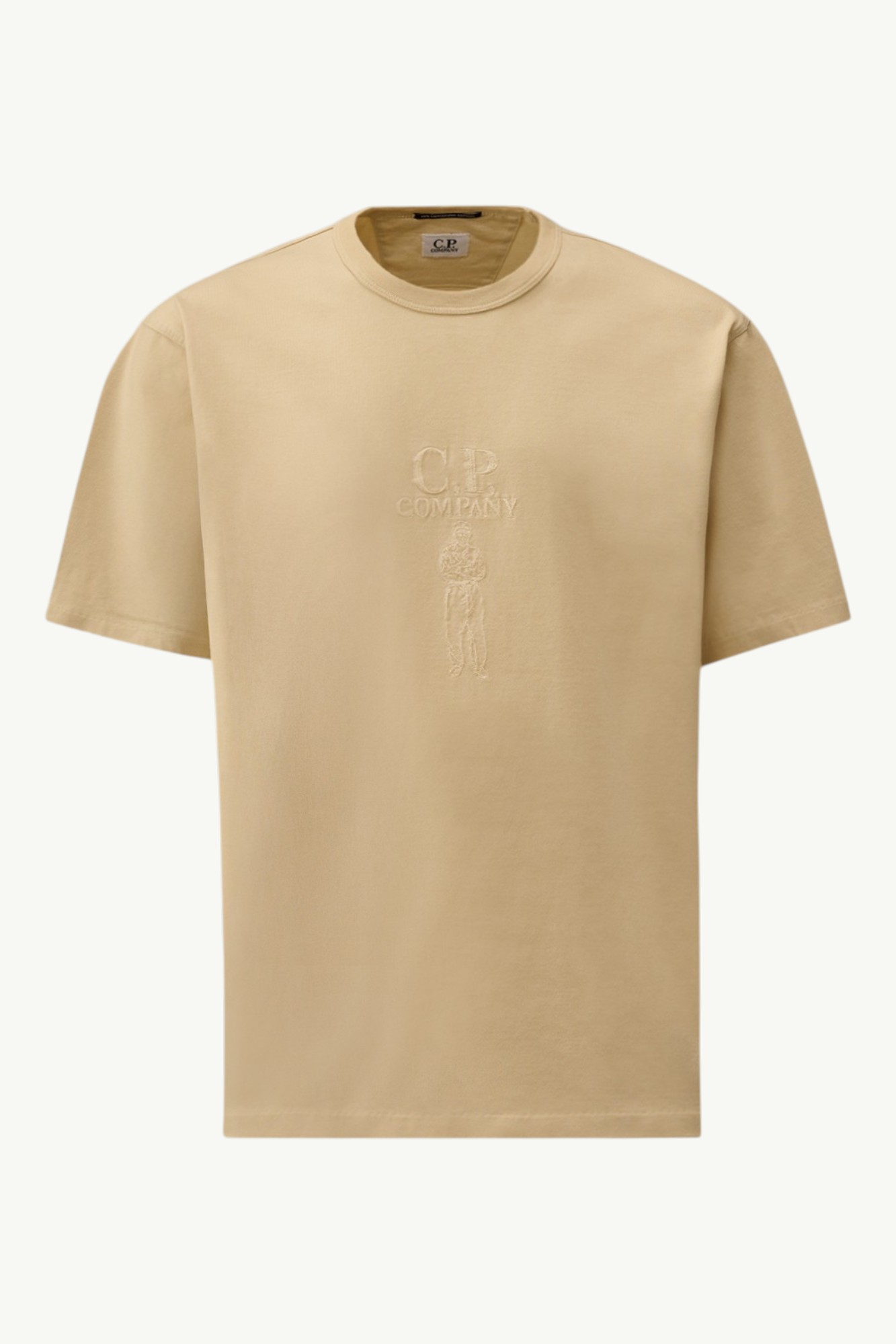 C.P. Company Mercerized Jersey 30/2 Twisted Short Sleeve Logo T-Shirt Frozen Dew – White 20CMTS120A110580W114