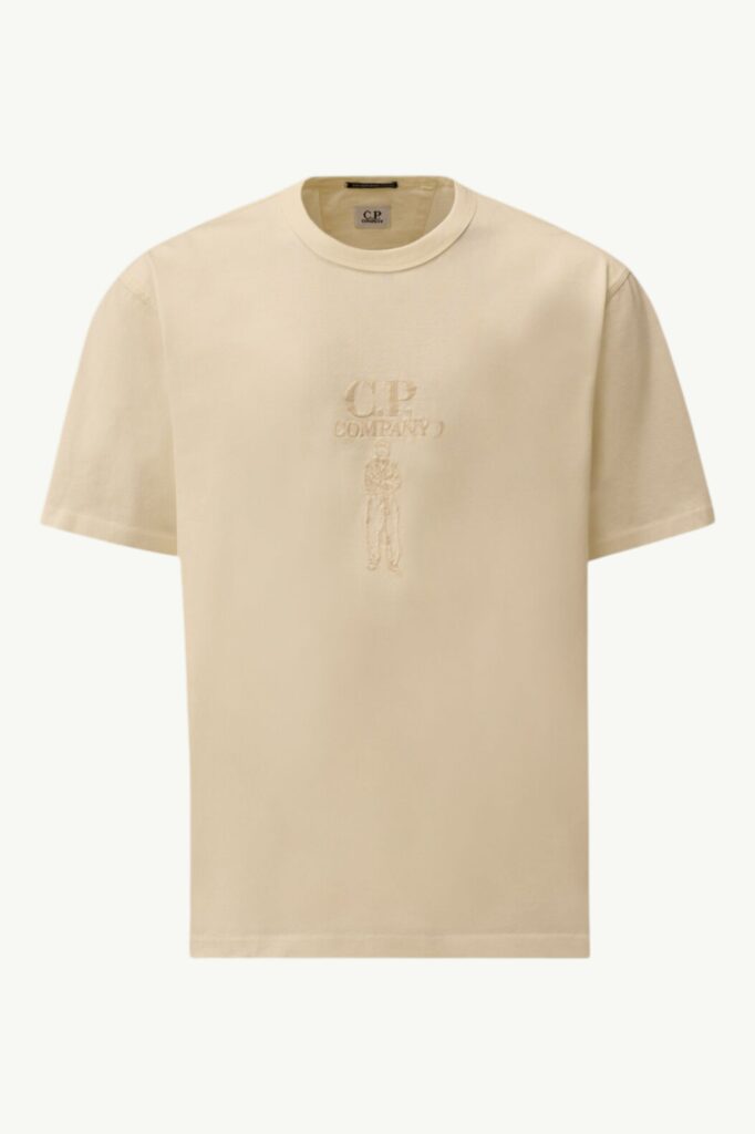 C.P. Company Mercerized Jersey 30/2 Twisted Short Sleeve Logo T-Shirt Gauze White 20CMTS120A110580W103