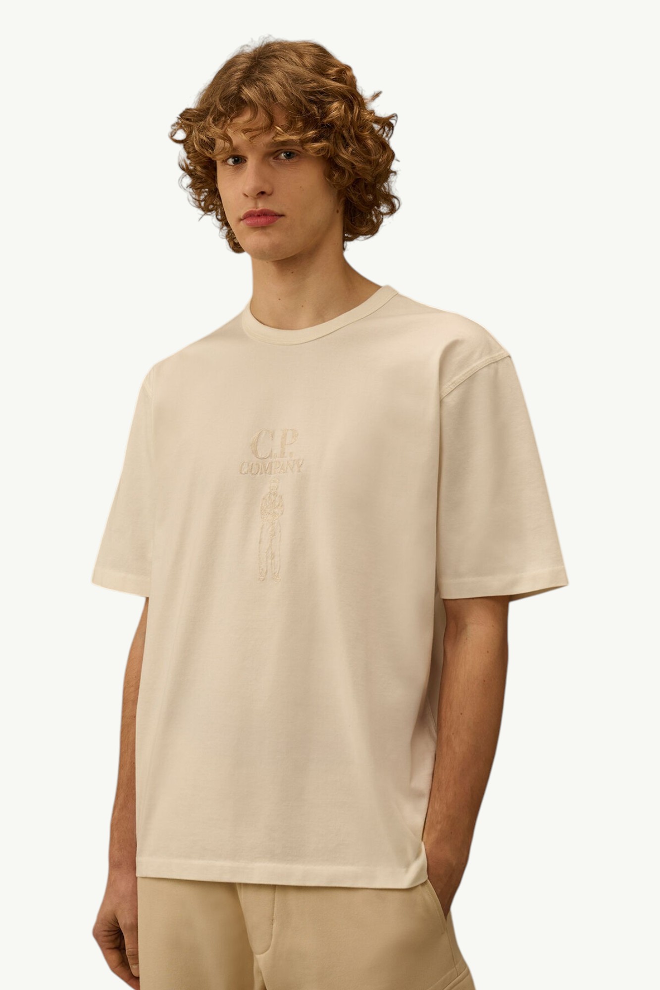 cp-company-mercerized-jersey-30-2-twisted-short-sleeve-logo-t-shirt-gauze-white-20cmts120a110580w103-2 C.P. Company Mercerized Jersey 30/2 Twisted Short Sleeve Logo T-Shirt Gauze White 20CMTS120A110580W103