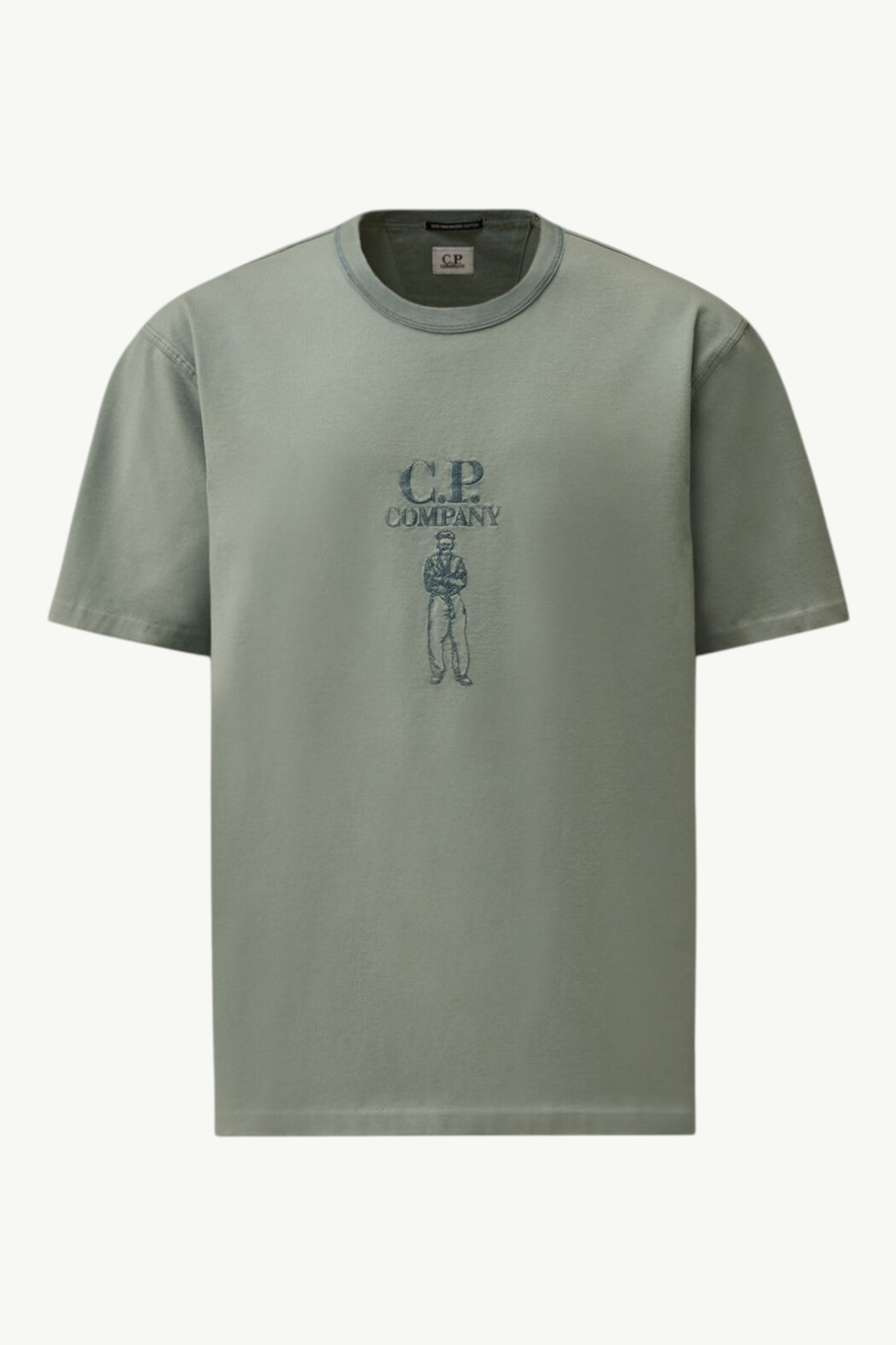 C.P. Company Mercerized Jersey 30/2 Twisted Short Sleeve Logo T-Shirt Silver Blue 20CMTS120A110580W809