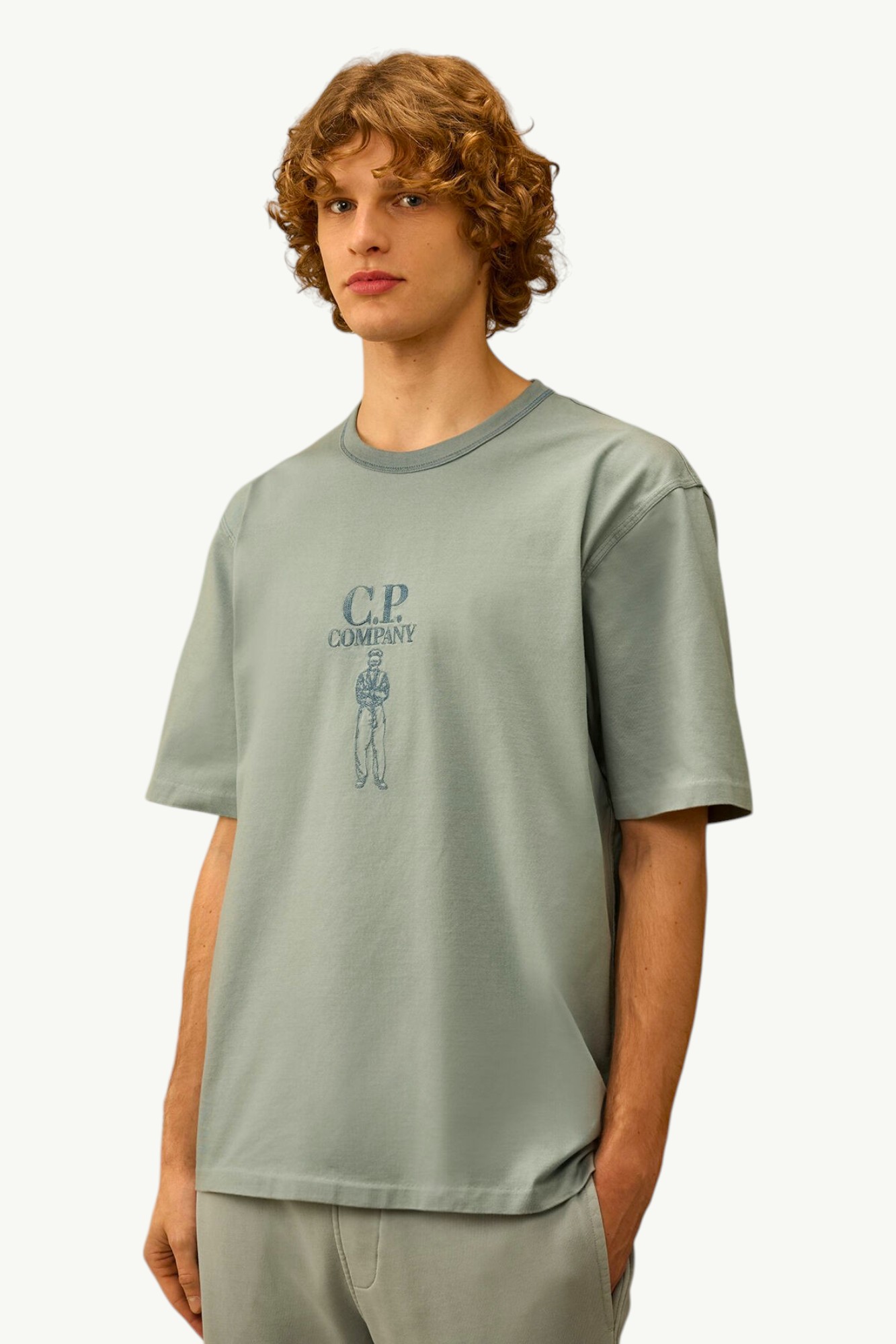 cp-company-mercerized-jersey-30-2-twisted-short-sleeve-logo-t-shirt-silver-blue-20cmts120a110580w809-2 C.P. Company Mercerized Jersey 30/2 Twisted Short Sleeve Logo T-Shirt Silver Blue 20CMTS120A110580W809