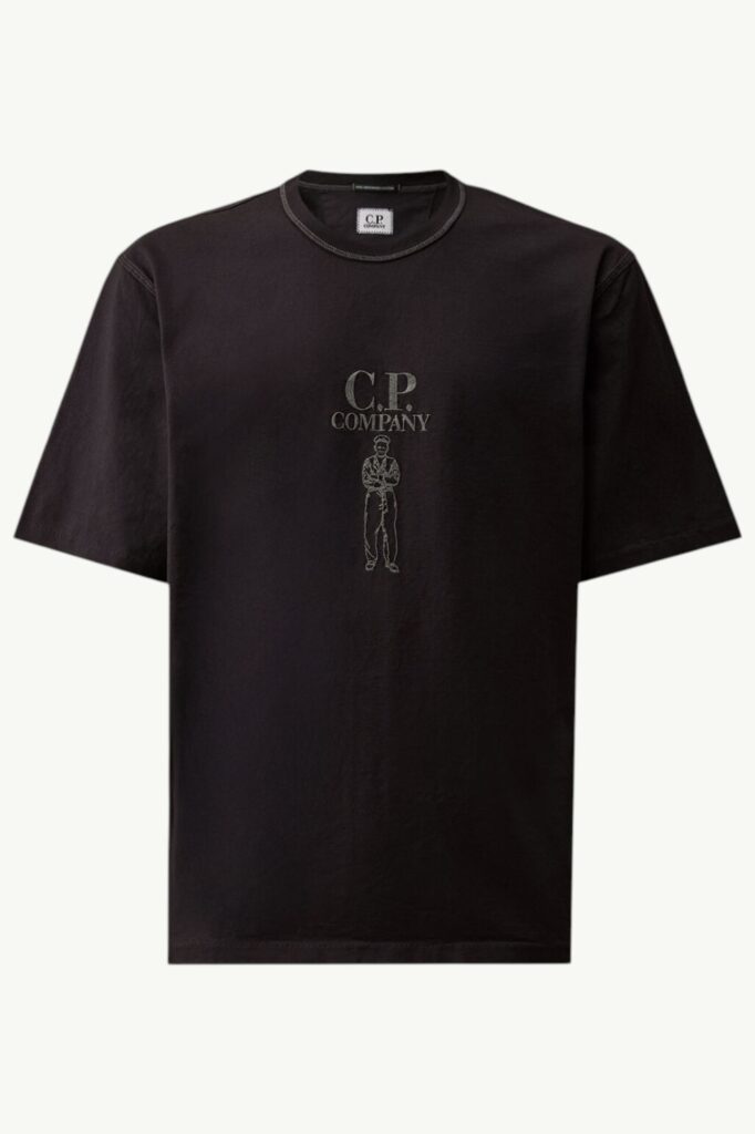 C.P. Company Mercerized Jersey 30/2 Twisted Short Sleeve Logo T-Shirt Total Eclipse – Blue 20CMTS120A-110580W-888