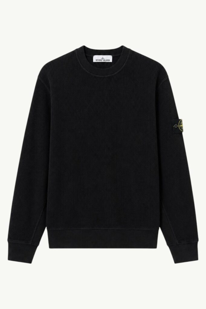 Stone Island Organic Cotton Waffle Fleece Sweatshirt Black – L1S156100056-S0044-V0029