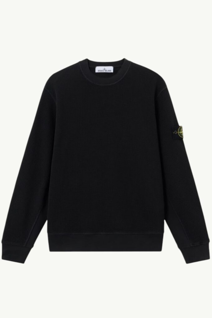 Stone Island Organic Cotton Waffle Fleece Sweatshirt Black – L1S156100056-S0044-V0029
