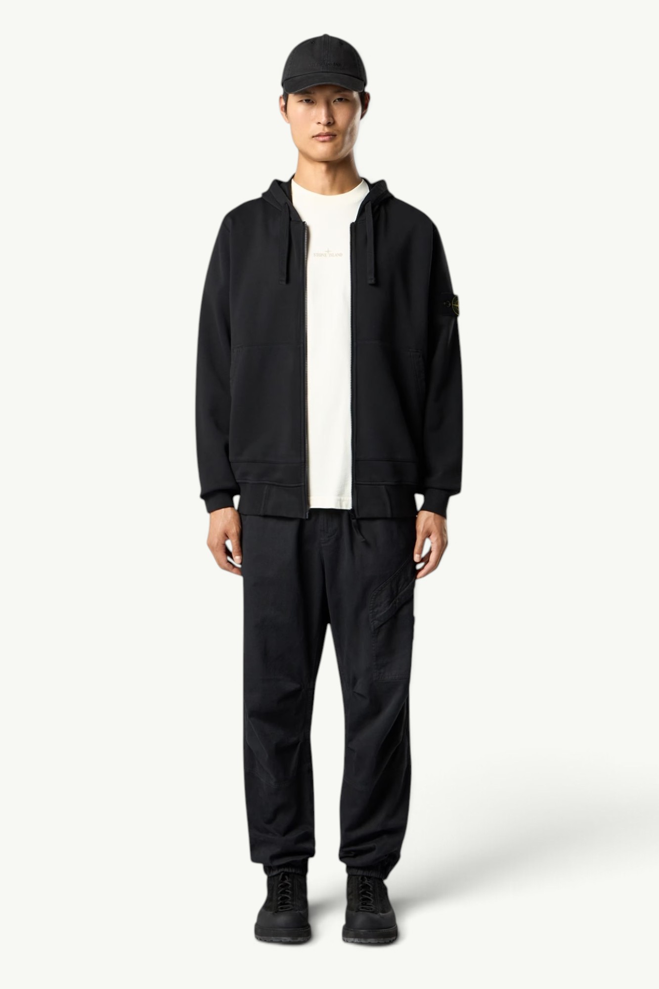 stone-island-organic-cotton-zip-up-hooded-black-l2s156100009s0051v0029-2 Stone Island Organic Cotton Zip-Up Hooded Black – L2S156100009-S0051-V0029