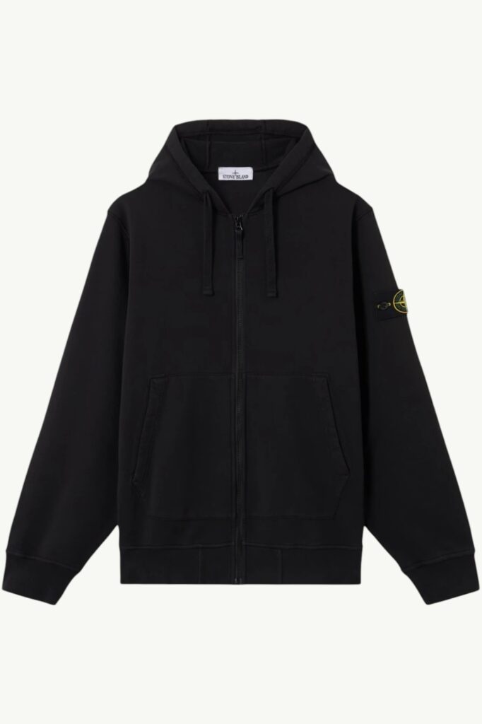 Stone Island Organic Cotton Zip-Up Hooded Black – L2S156100009-S0051-V0029