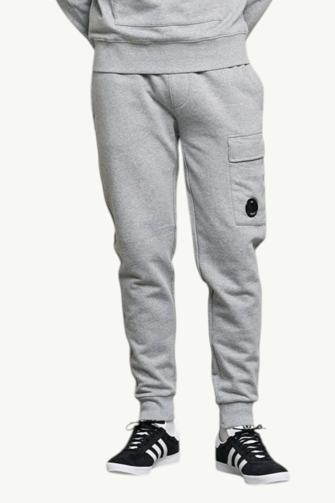 C.P. Company Diagonal Raised Fleece Cargo Lens Sweatpants Grey - 12CMSP017A-005086W-M93